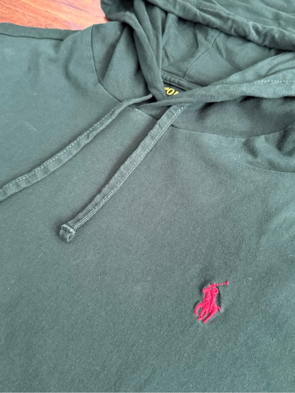 Polo by Ralph Lauren Forest Green Hooded Long Sleeve Tee with Red Pony